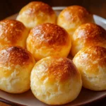 Bollos suizos caseros esponjosos y dorados con azúcar húmeda encima sobre una rejilla