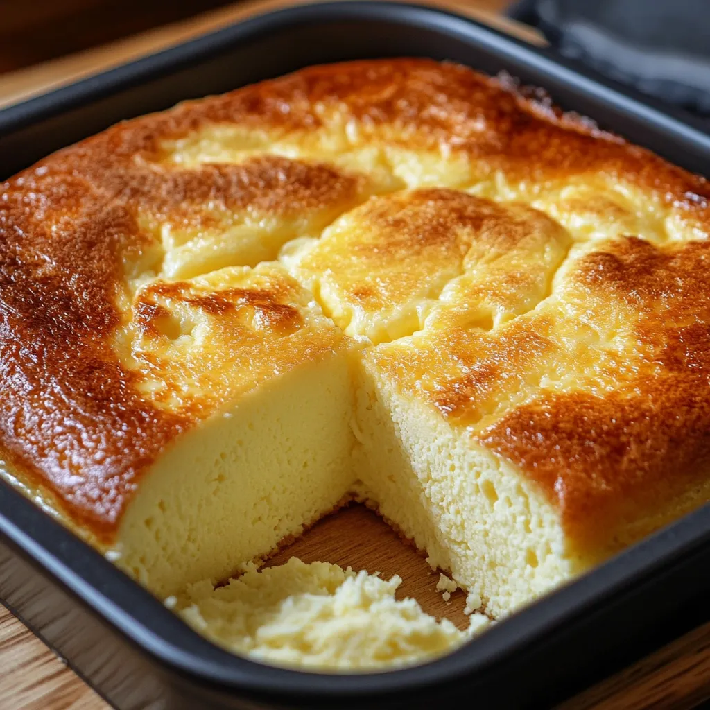 Bizcocho de queso brasileño recién horneado, dorado y esponjoso en molde con centro hueco.
