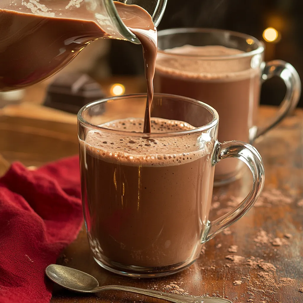 Taza de chocolate caliente cremoso servido con canela y espuma en la superficie