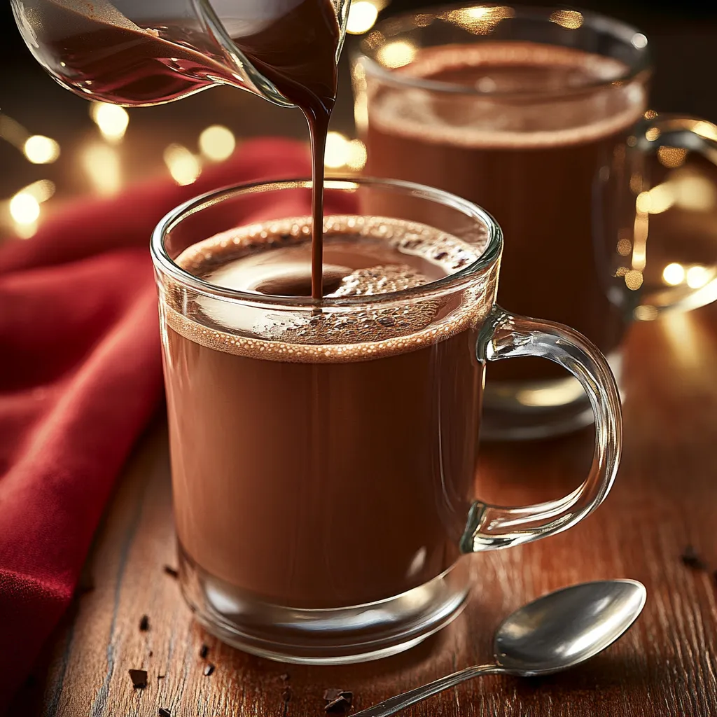 Taza de chocolate caliente cremoso servido con canela y espuma en la superficie
