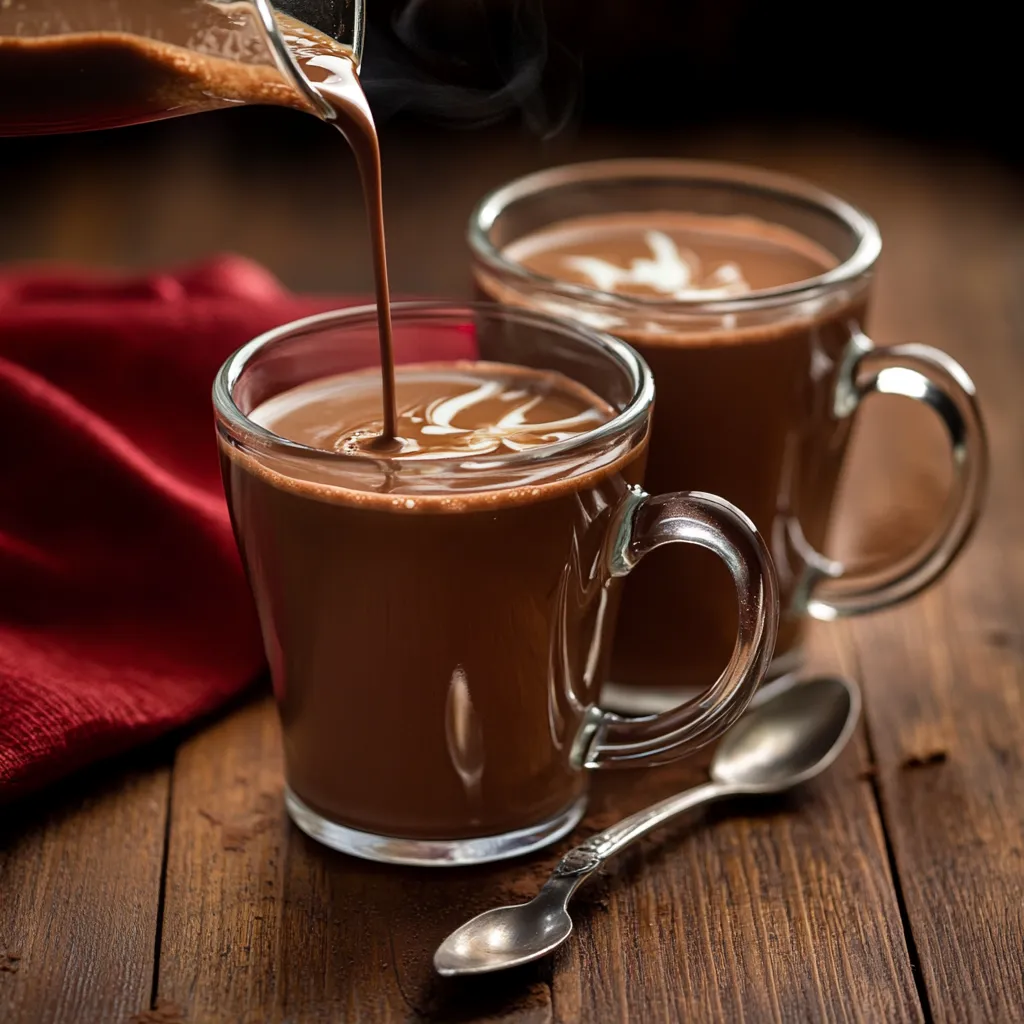 Taza de chocolate caliente cremoso servido con canela y espuma en la superficie