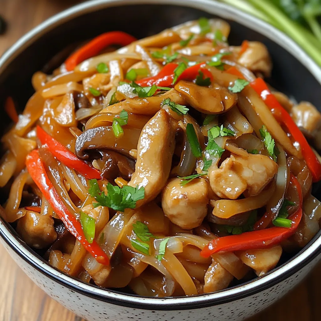 Plato servido de Chop Suey de Pollo y Verduras con arroz blanco, lleno de colores vivos y vegetales salteados