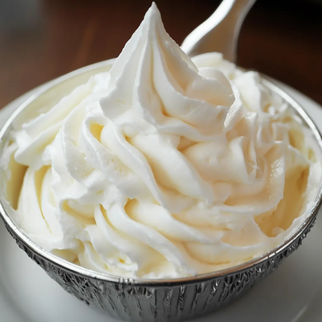 Crema Chantilly casera montada en un bol lista para decorar postres
