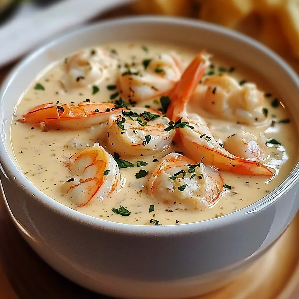 Tazón de crema de marisco servida caliente con perejil fresco
