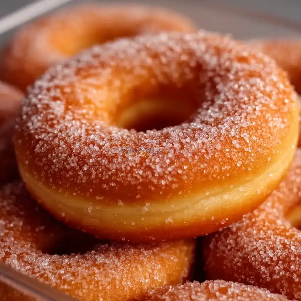 Donas esponjosas recién fritas cubiertas con azúcar granulada