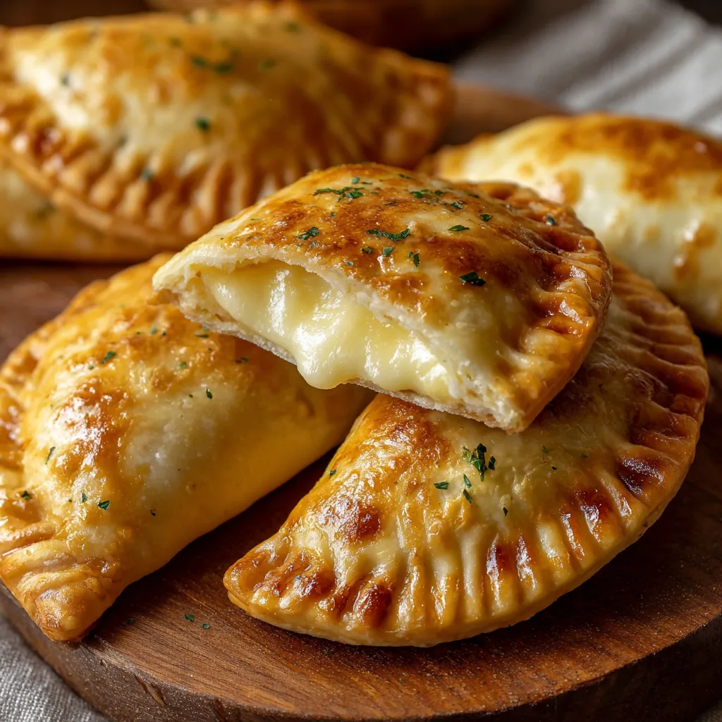 Empanadas de queso caseras doradas y crujientes sobre bandeja
