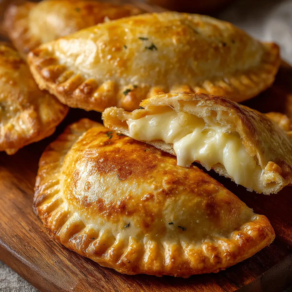 Empanadas de queso caseras doradas y crujientes sobre bandeja