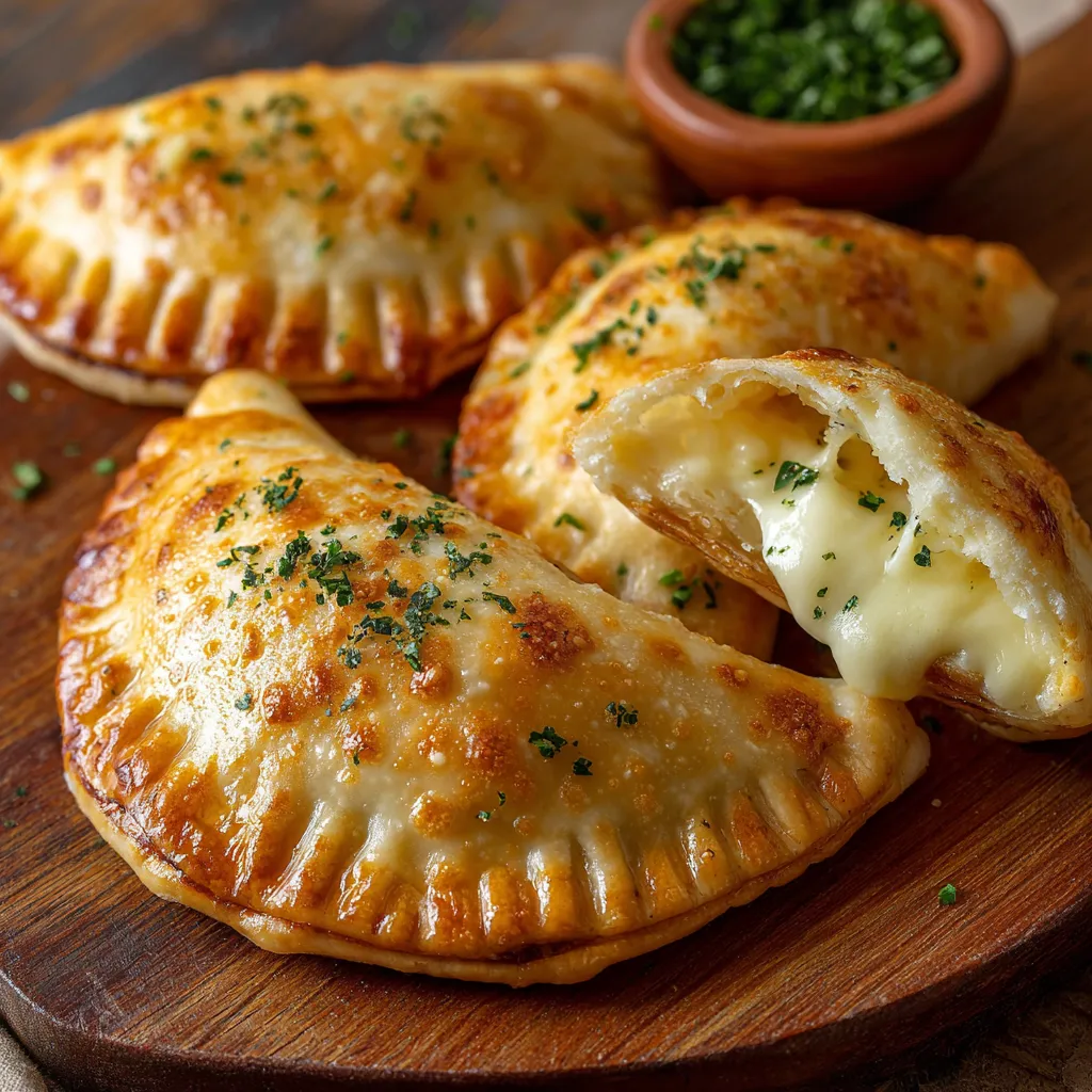 Empanadas de queso caseras doradas y crujientes sobre bandeja