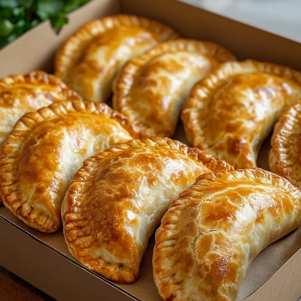 Empanadillas al horno doradas sobre bandeja con relleno casero