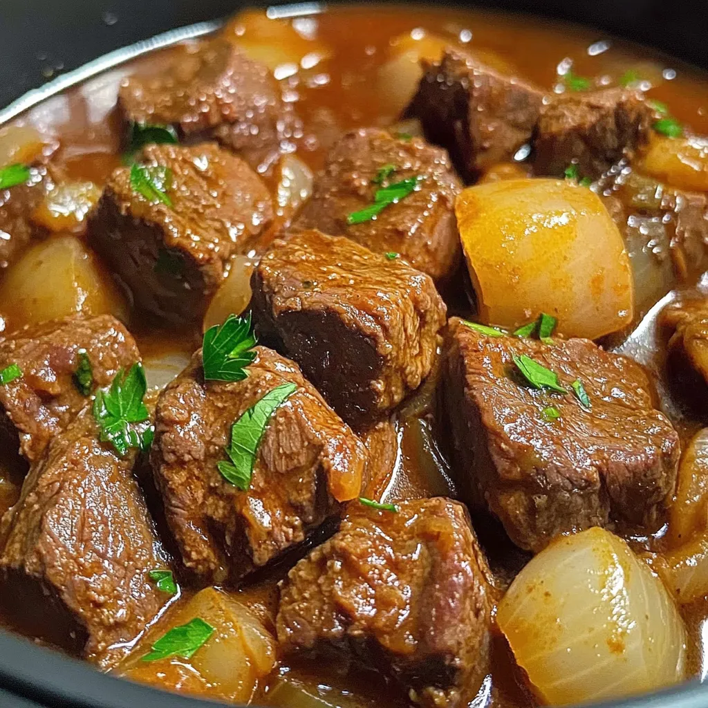 Estofado de carne casero servido en un plato hondo con arroz blanco