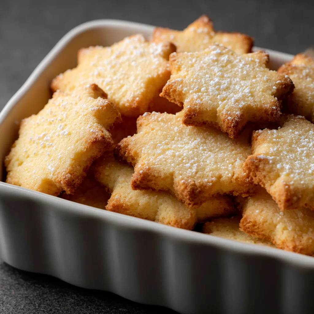 Galletas de maicena suaves recién horneadas en una bandeja