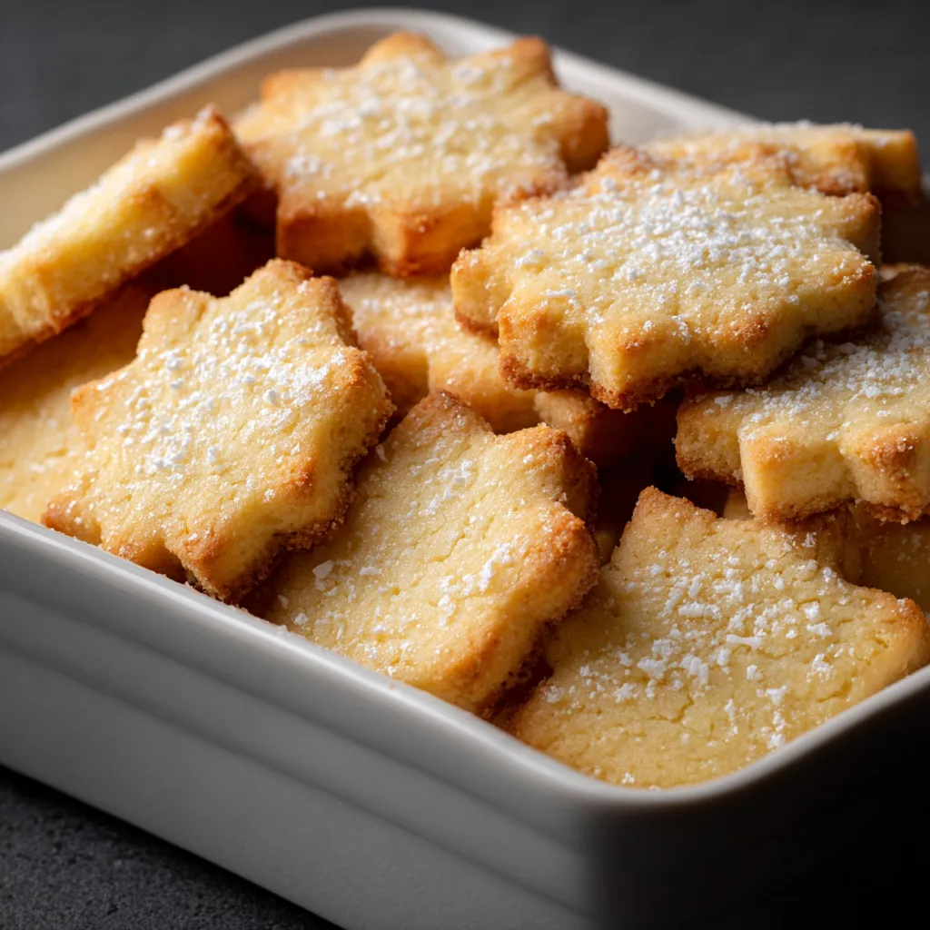 Galletas de maicena suaves recién horneadas en una bandeja
