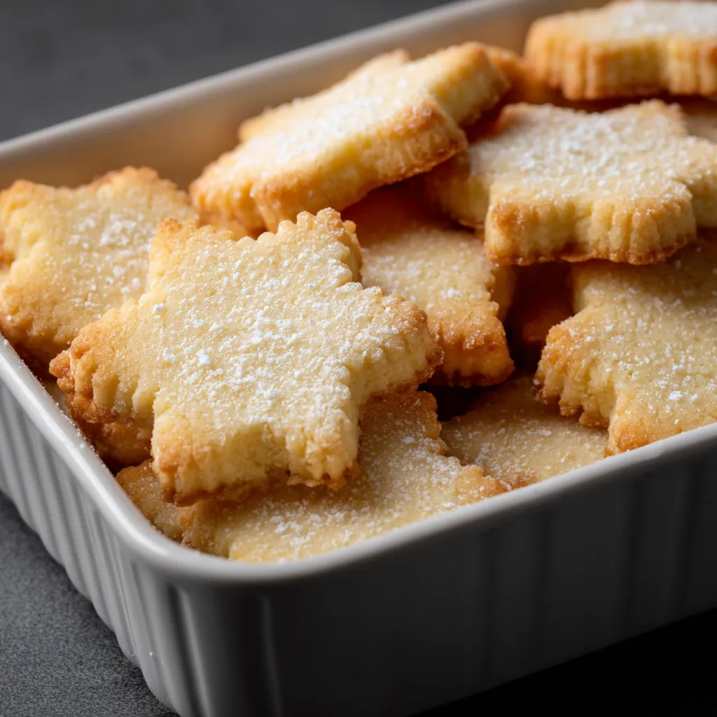 Galletas de maicena suaves recién horneadas en una bandeja