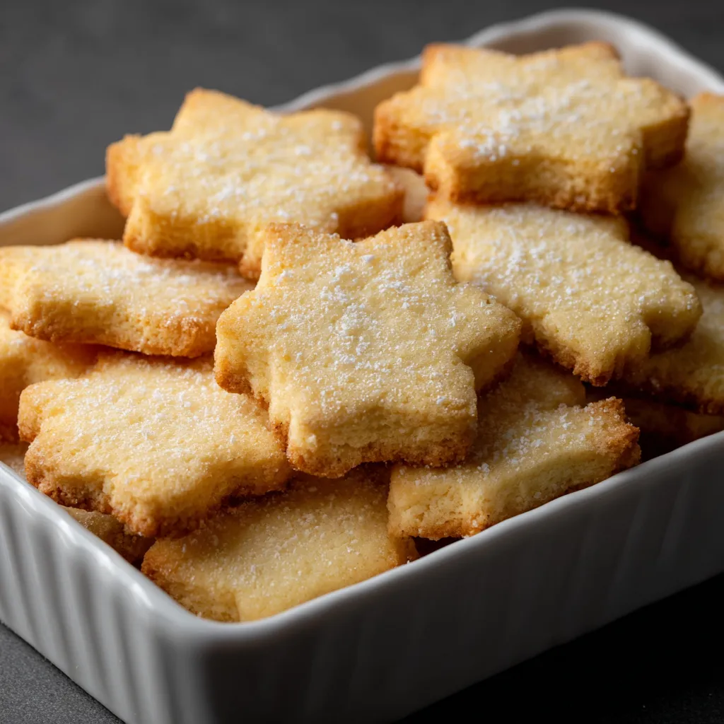 Galletas de maicena suaves recién horneadas en una bandeja