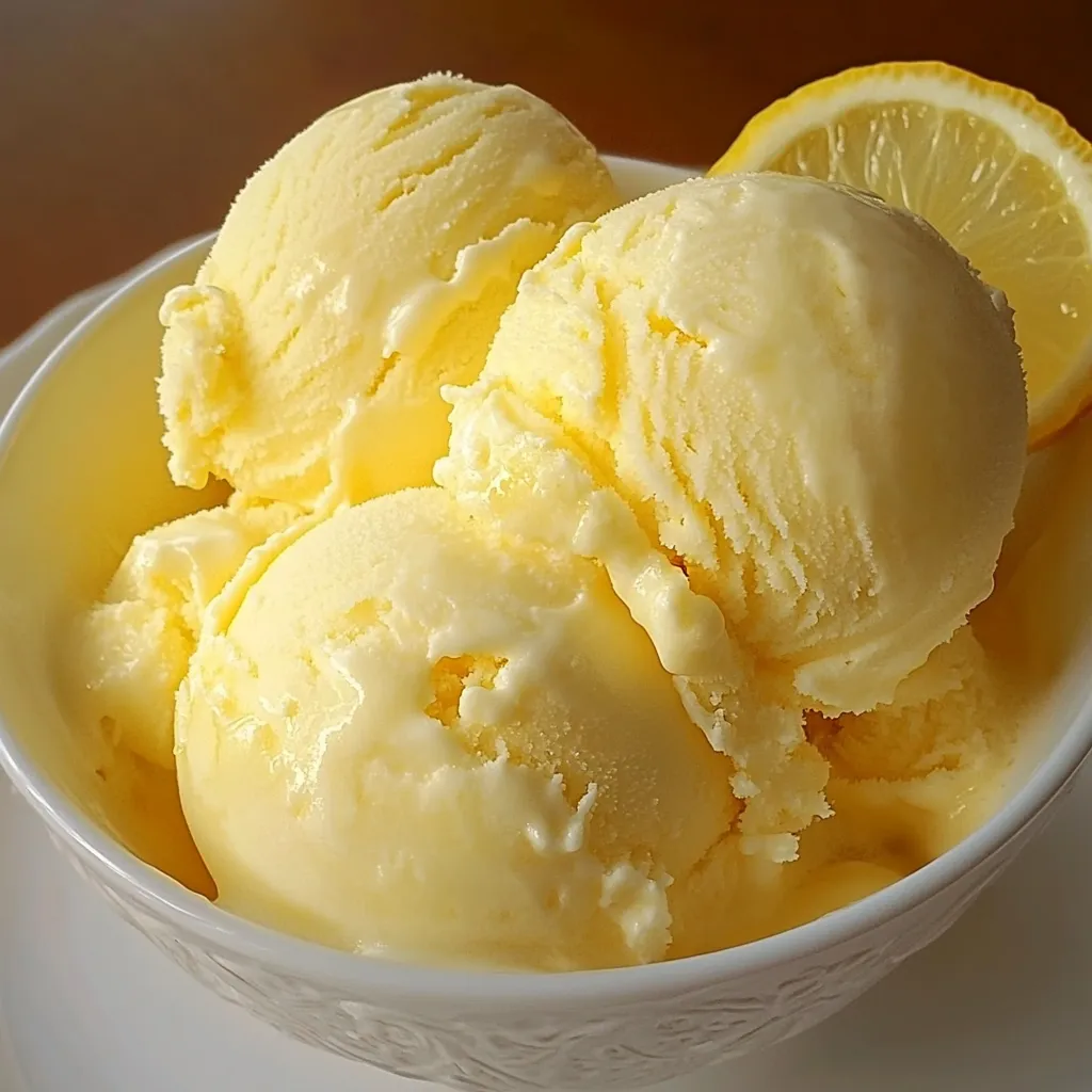 Helado de limón casero servido en copa, con textura cremosa y decorado con ralladura de limón.