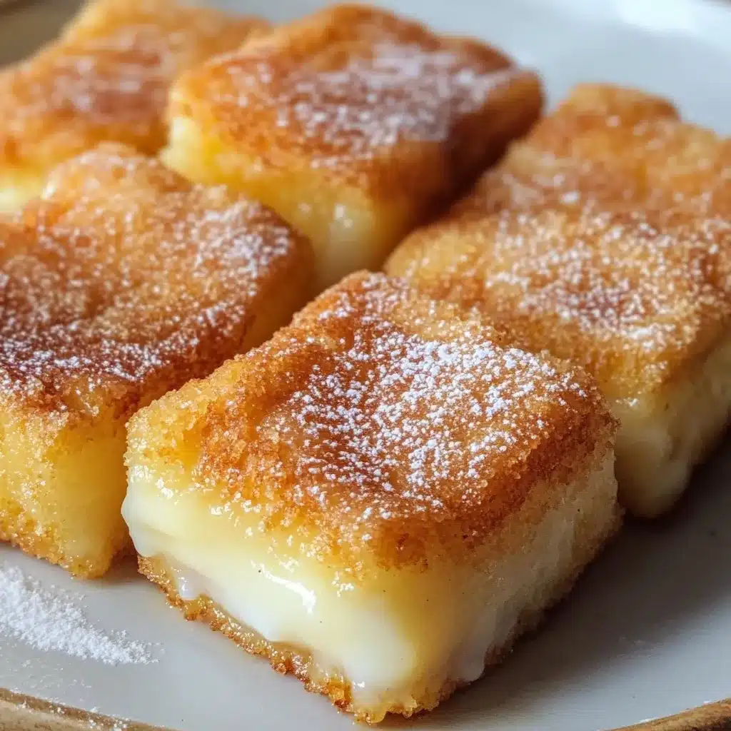 Postre tradicional de leche frita crujiente y dorada espolvoreada con azúcar y canela