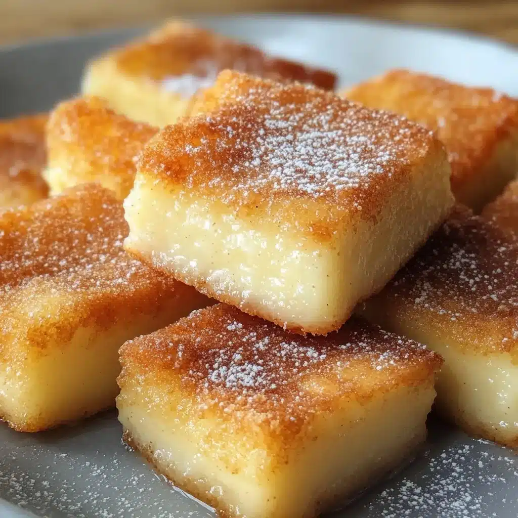 Postre tradicional de leche frita crujiente y dorada espolvoreada con azúcar y canela