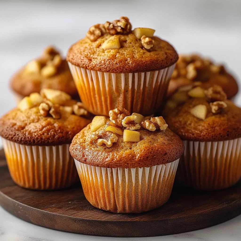 Magdalenas caseras de nueces y manzana recién horneadas sobre una rejilla