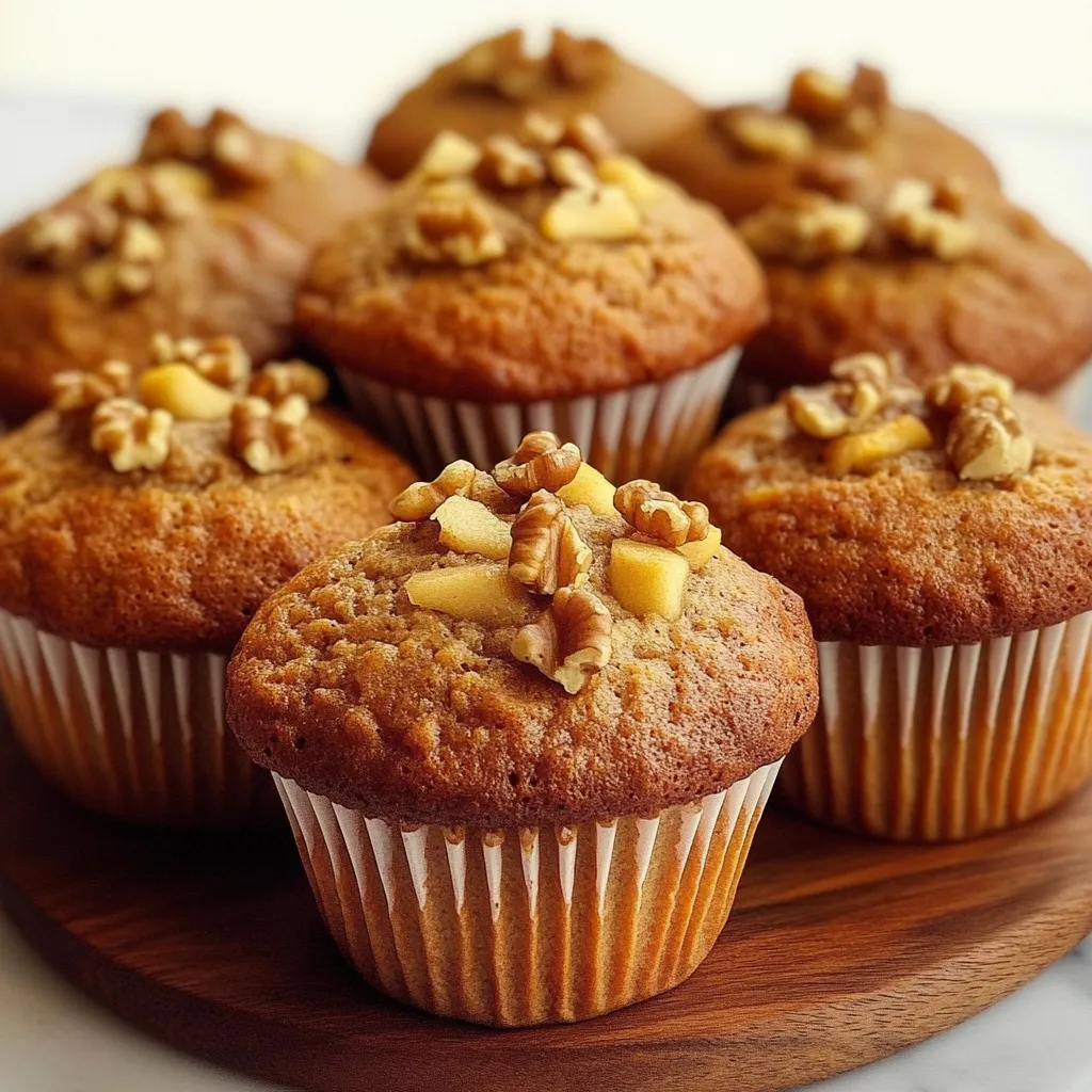 Magdalenas caseras de nueces y manzana recién horneadas sobre una rejilla