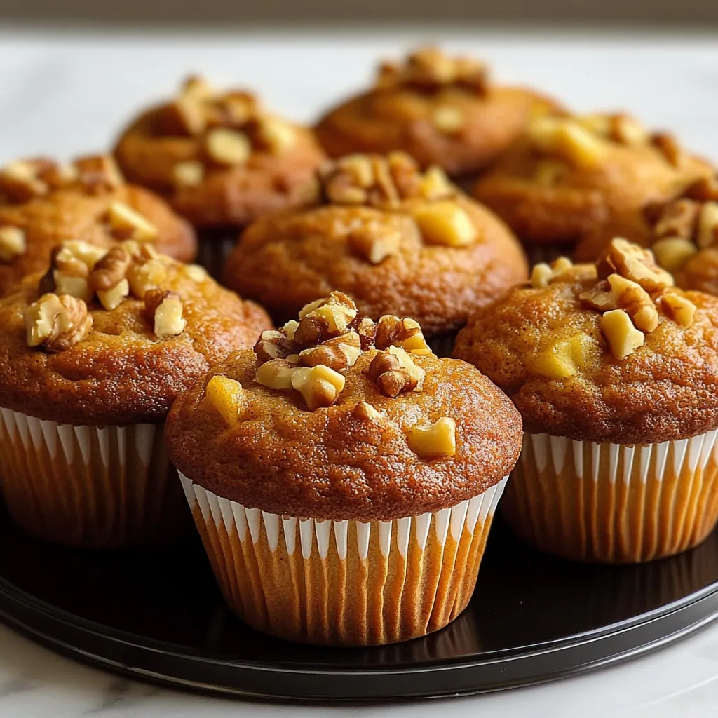 Magdalenas caseras de nueces y manzana recién horneadas sobre una rejilla