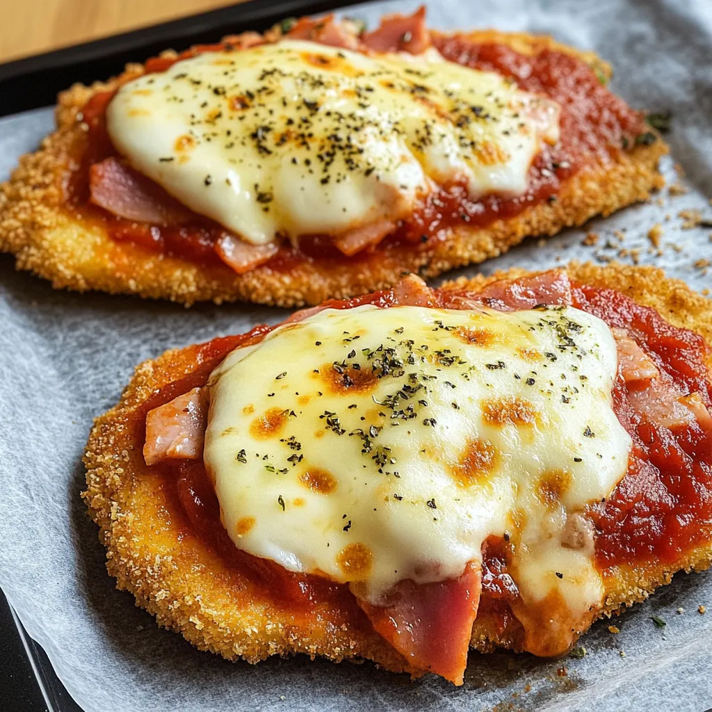 Milanesas a la napolitana recién gratinadas en una bandeja con queso derretido y orégano.