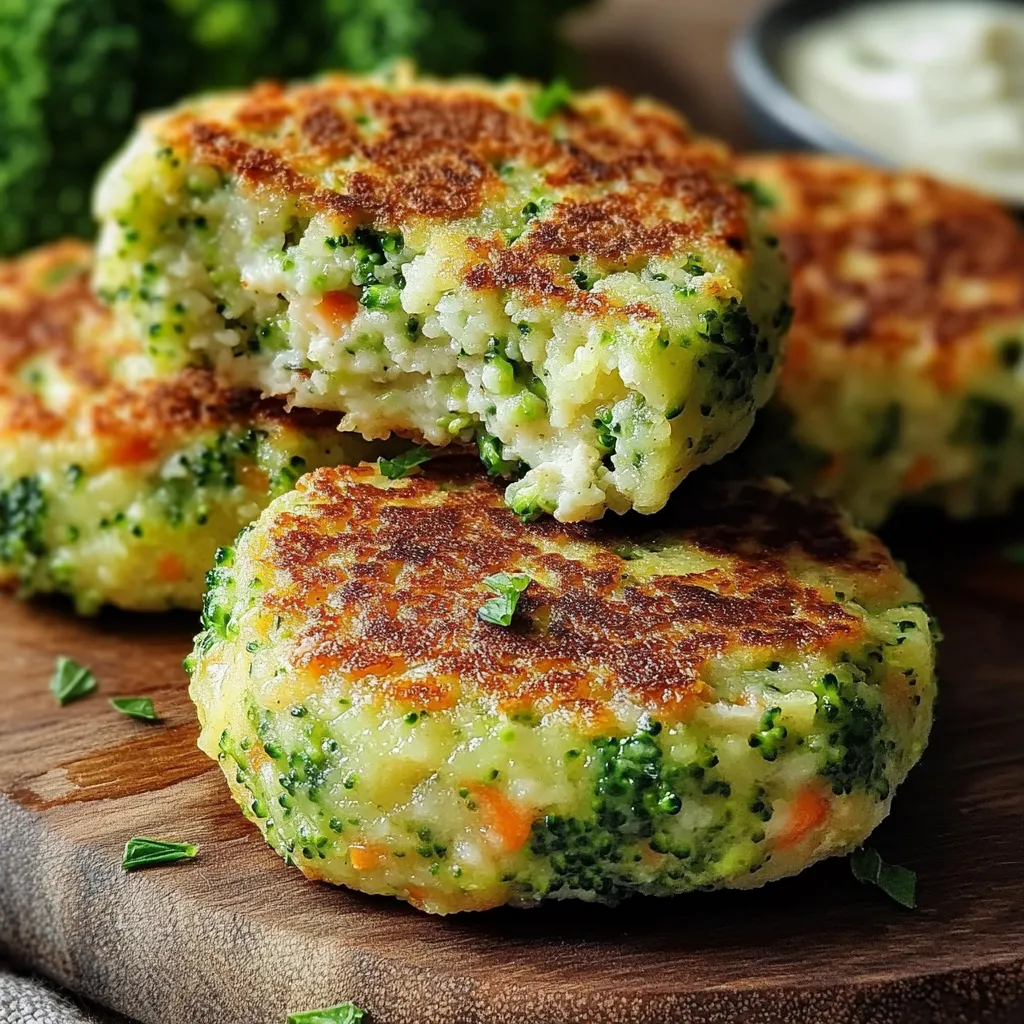 Mini tortitas de verduras con queso doradas y servidas en un plato con salsa de yogur