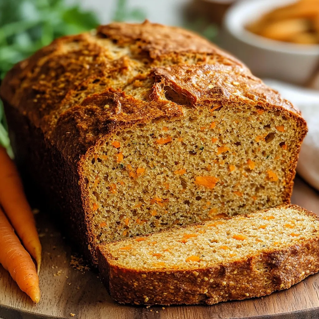 Rebanada de pan de zanahoria casero sobre plato de cerámica