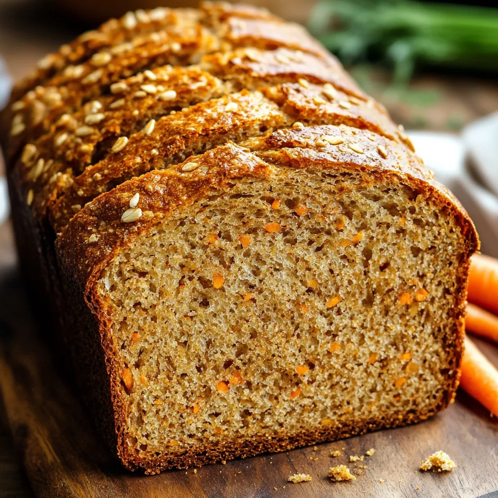 Rebanada de pan de zanahoria casero sobre plato de cerámica