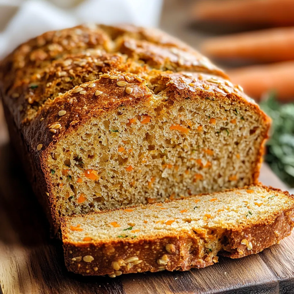 Rebanada de pan de zanahoria casero sobre plato de cerámica