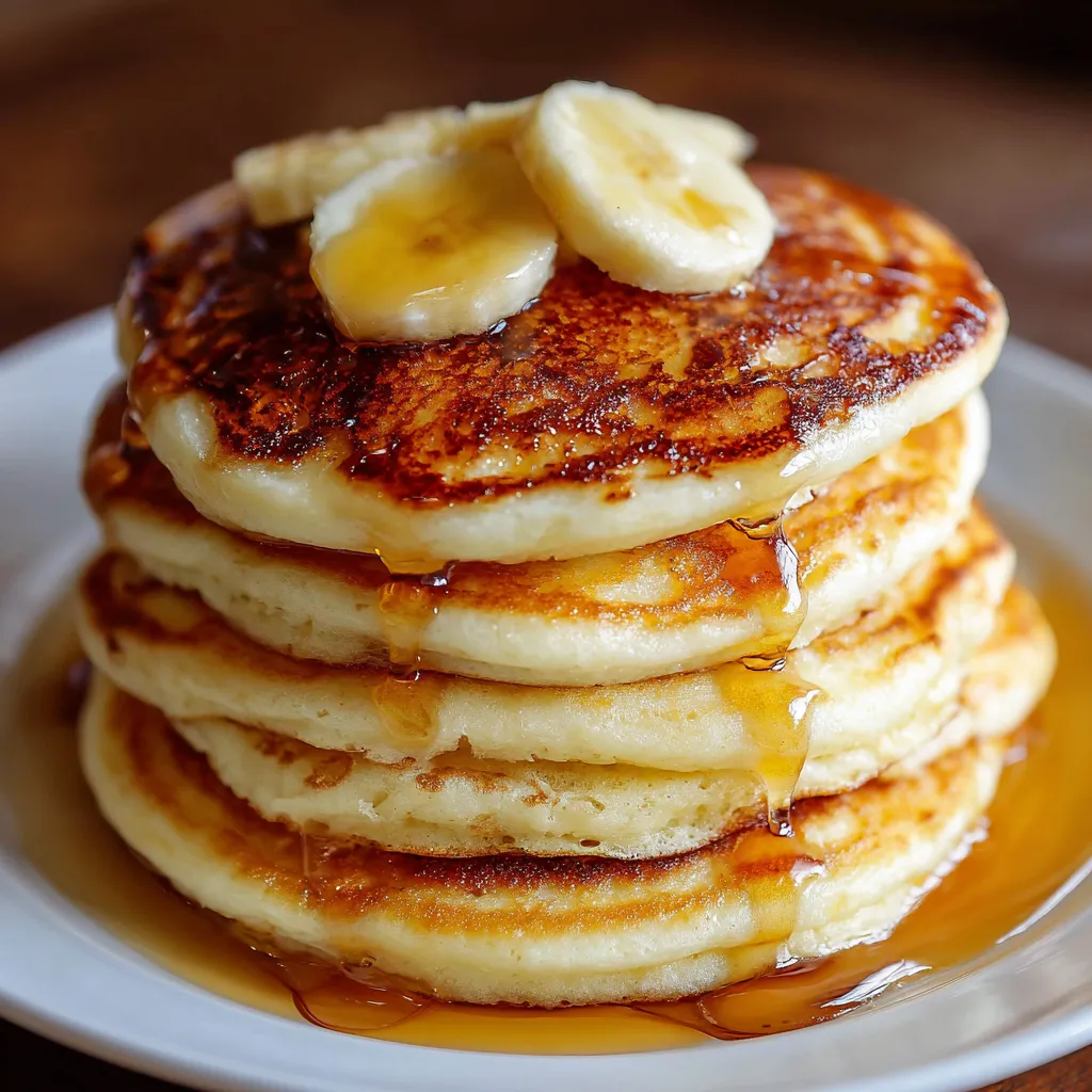 Panqueques esponjosos servidos con frutas frescas en plato de desayuno