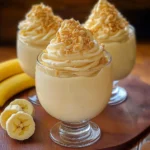 Vasito de postre de banana sin horno decorado con canela y galletas trituradas