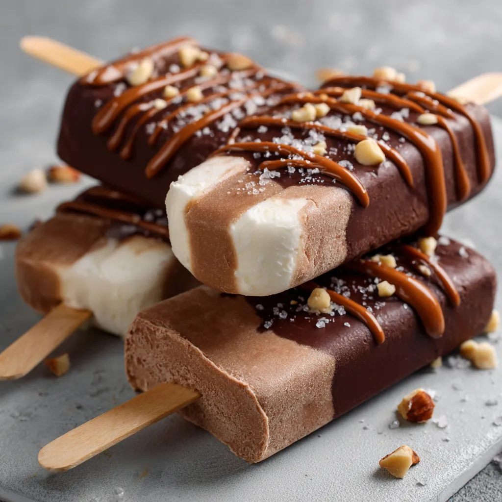 Paletas Magnum Caseras cubiertas con chocolate crujiente y decoradas con coco rallado