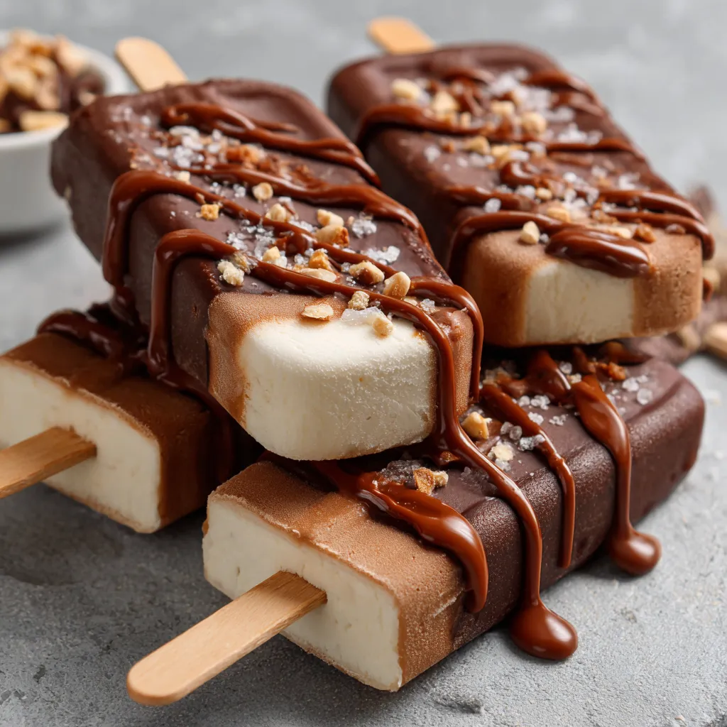 Paletas Magnum Caseras cubiertas con chocolate crujiente y decoradas con coco rallado