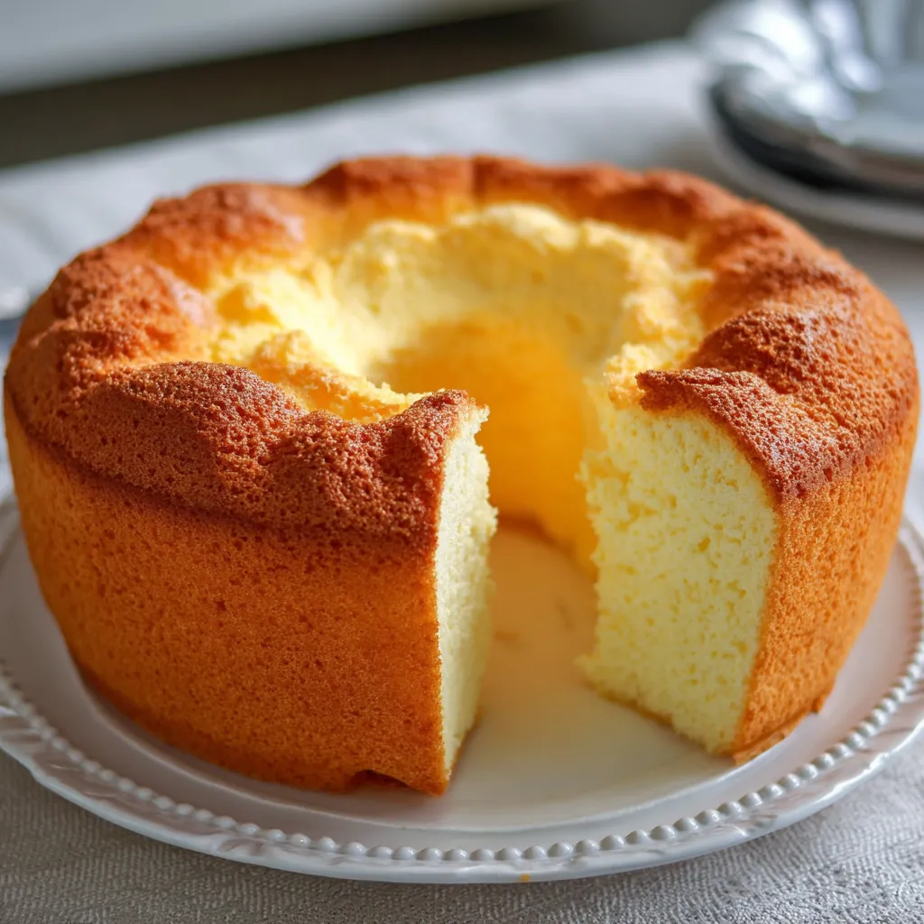 Pastel casero integral esponjoso recién horneado en molde circular