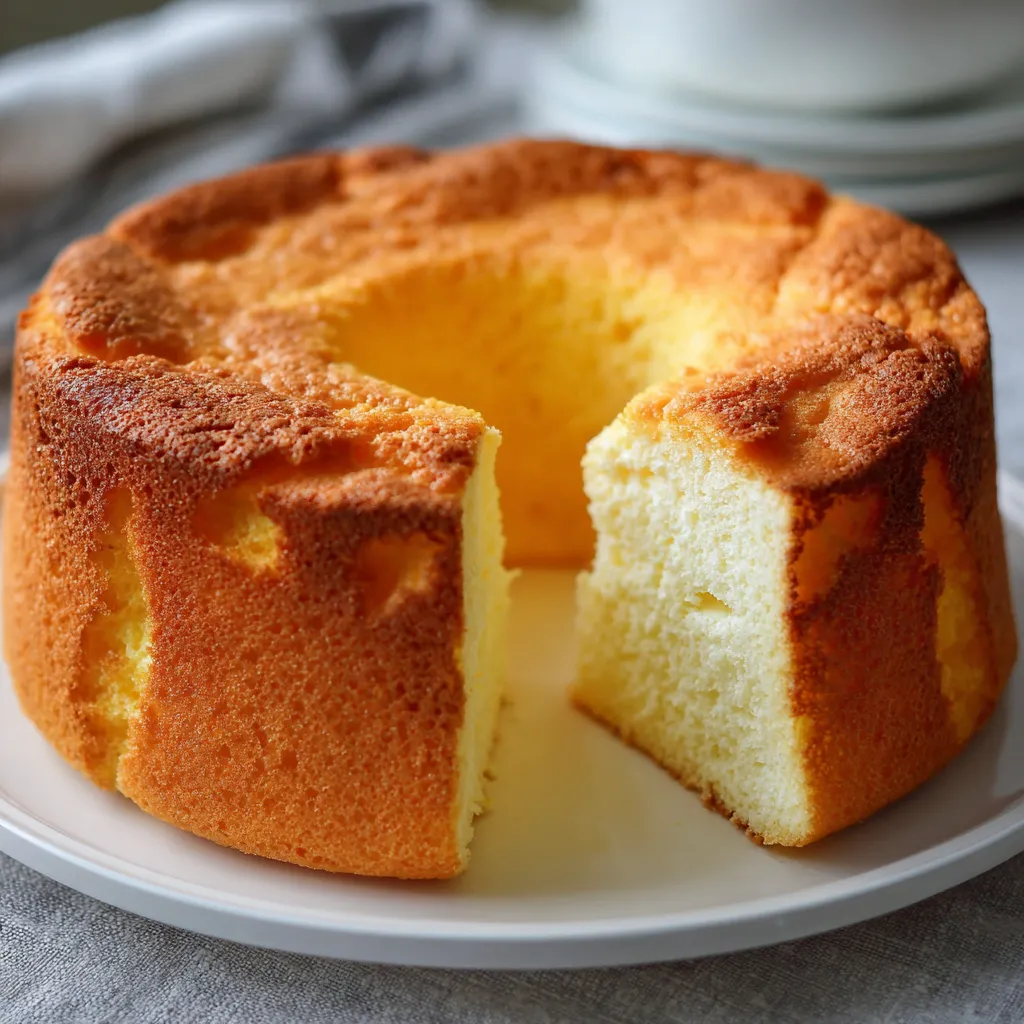 Pastel casero integral esponjoso recién horneado en molde circular