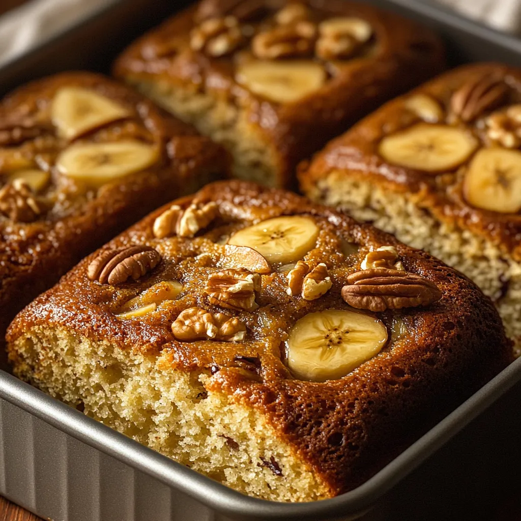 Pastel casero de nueces, manzana y plátano recién horneado y decorado con nueces