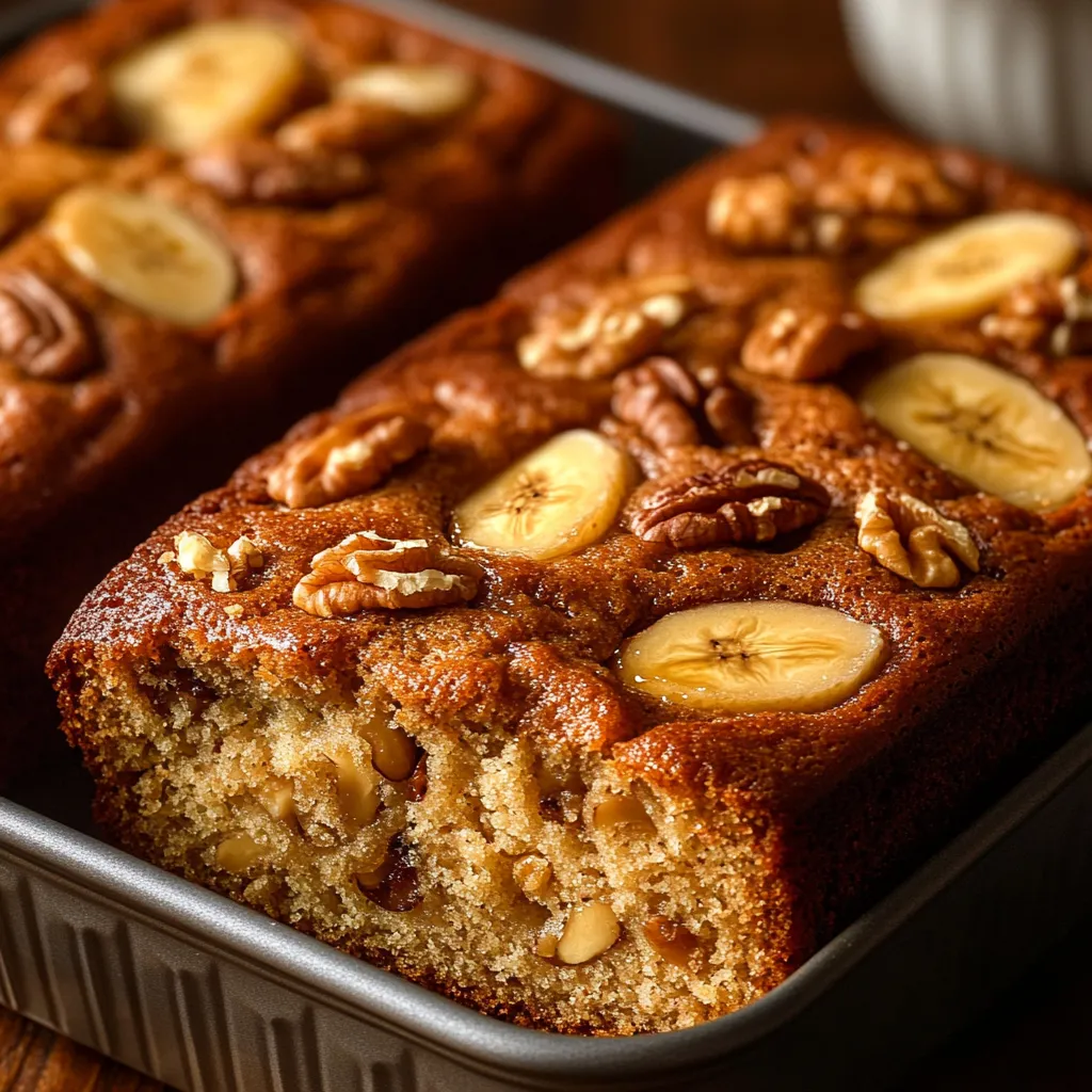 Pastel casero de nueces, manzana y plátano recién horneado y decorado con nueces