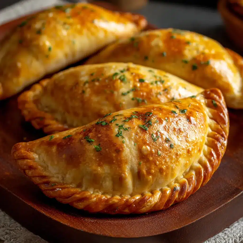 Pastel de guaraná horneado con relleno casero y masa dorada