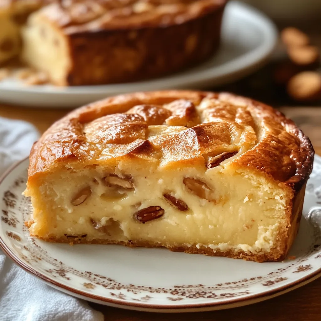 Pastel casero de la abuela decorado con nueces sobre una rejilla enfriadora