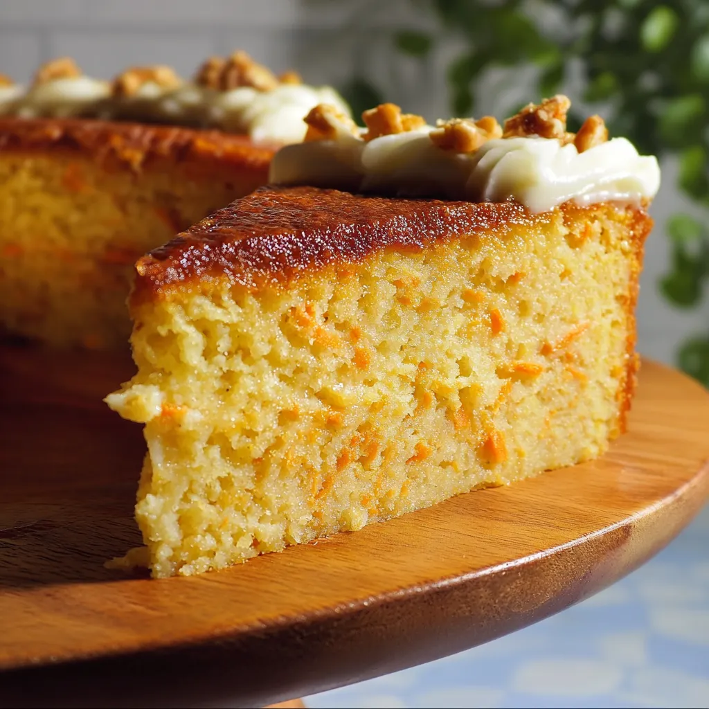 Pastel de zanahoria casero con glaseado de queso crema servido en un plato blanco