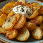 Plato de Patatas Arrieras con alioli casero, gambas al ajillo y perejil fresco