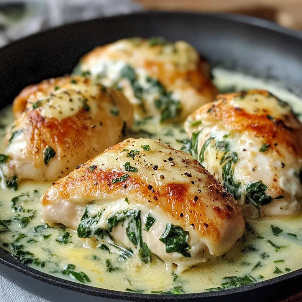 Pechuga de pollo rellena de espinaca y queso servida con arroz y ensalada
