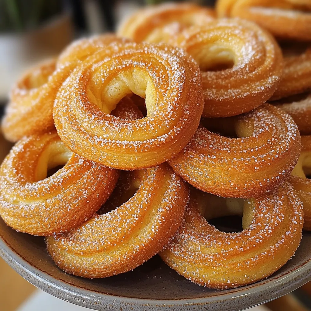 Rosquillas caseras horneadas doradas sobre rejilla, recién salidas del horno