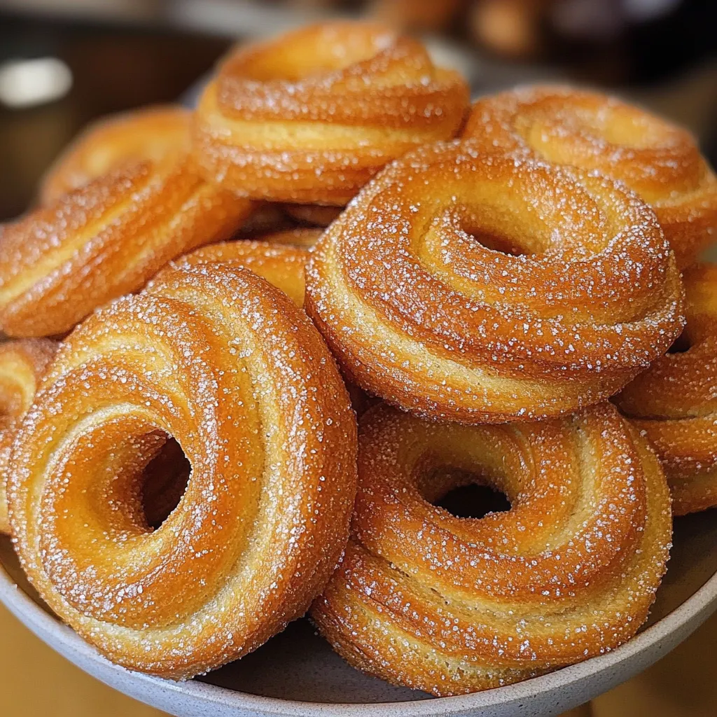 Rosquillas caseras horneadas doradas sobre rejilla, recién salidas del horno