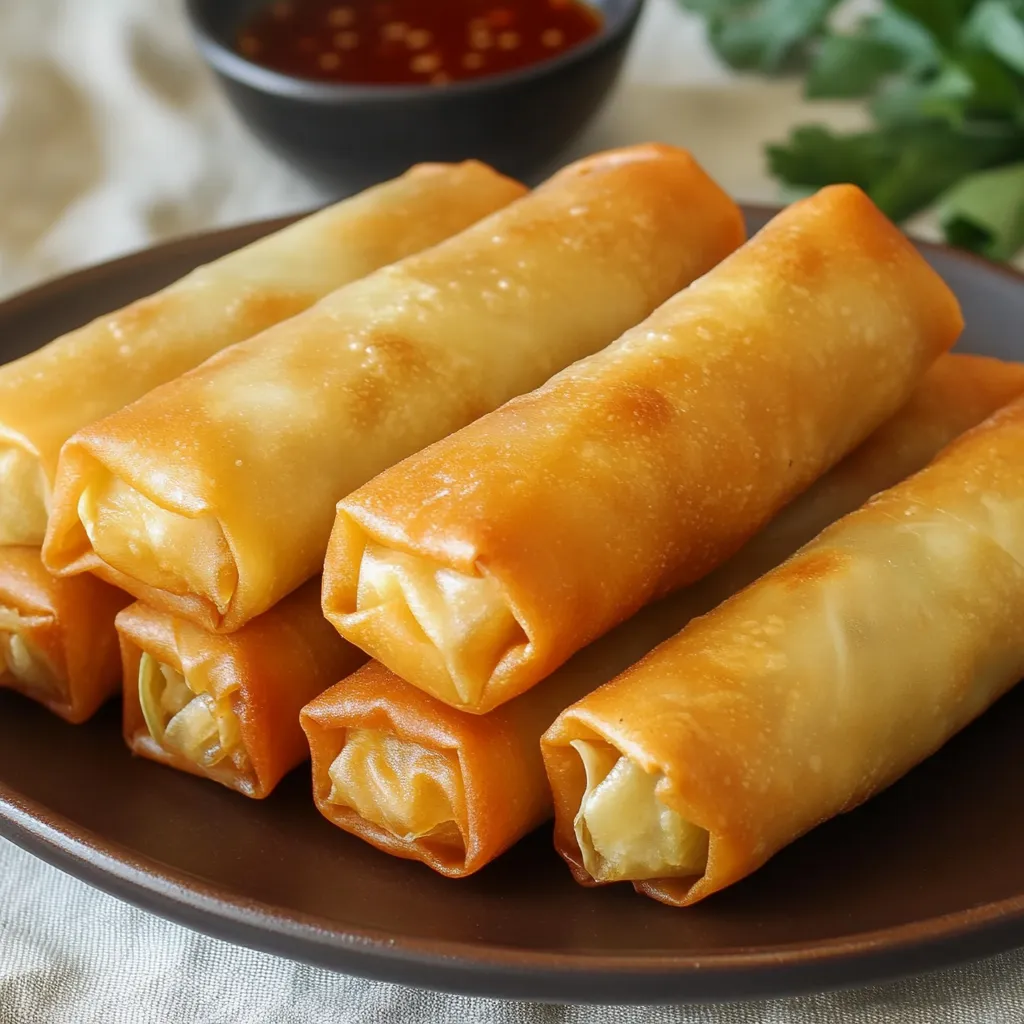 Rollitos de primavera crujientes y dorados servidos con salsa agridulce