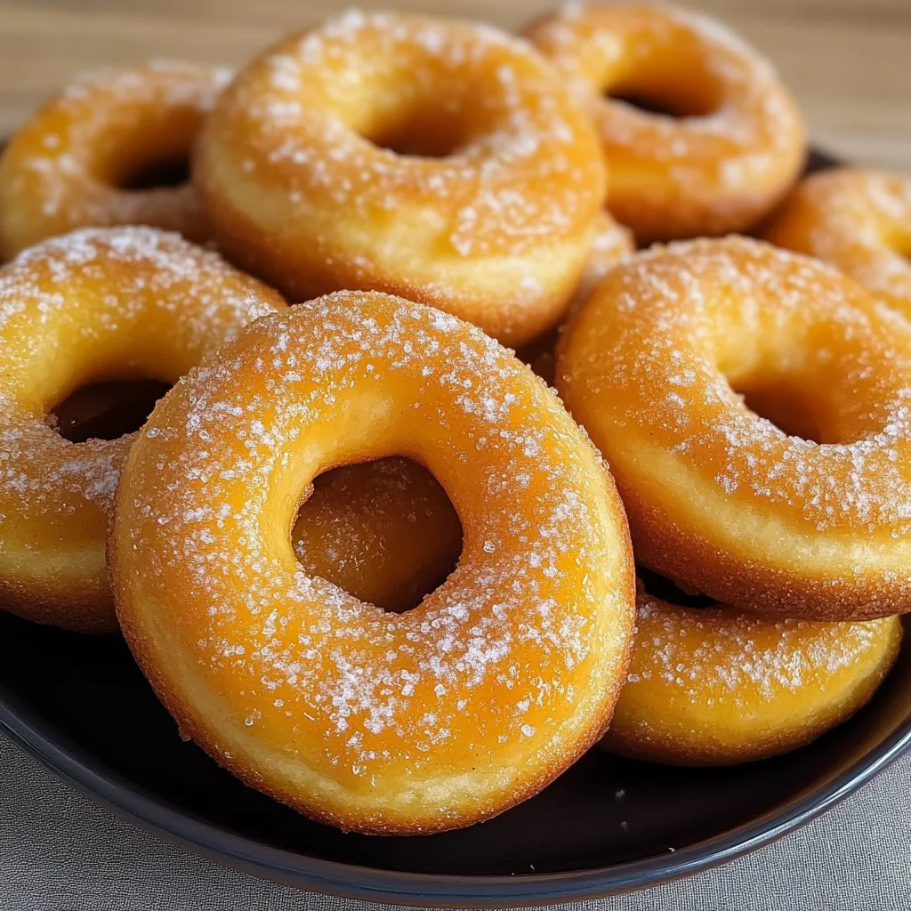 Rosquillas de naranja caseras doradas y rebozadas en azúcar sobre papel absorbente