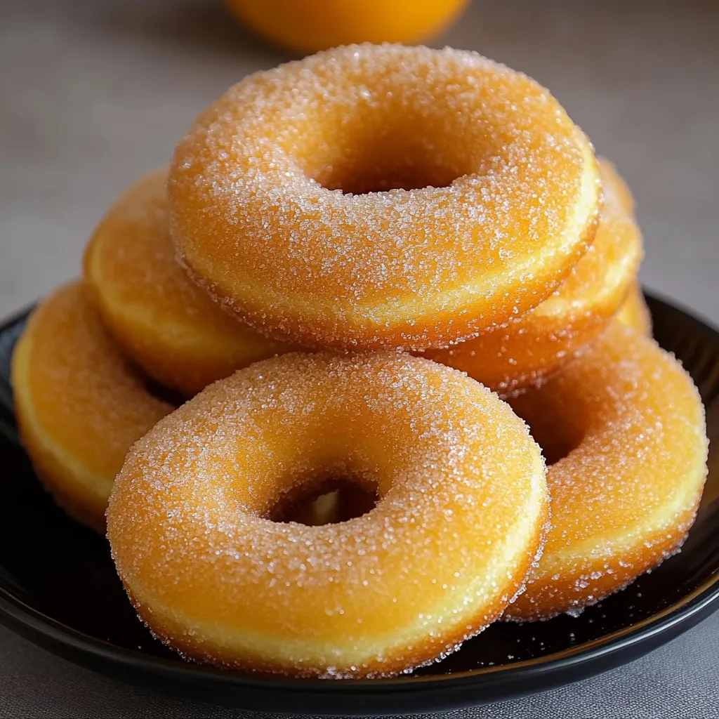 Rosquillas de naranja caseras doradas y rebozadas en azúcar sobre papel absorbente