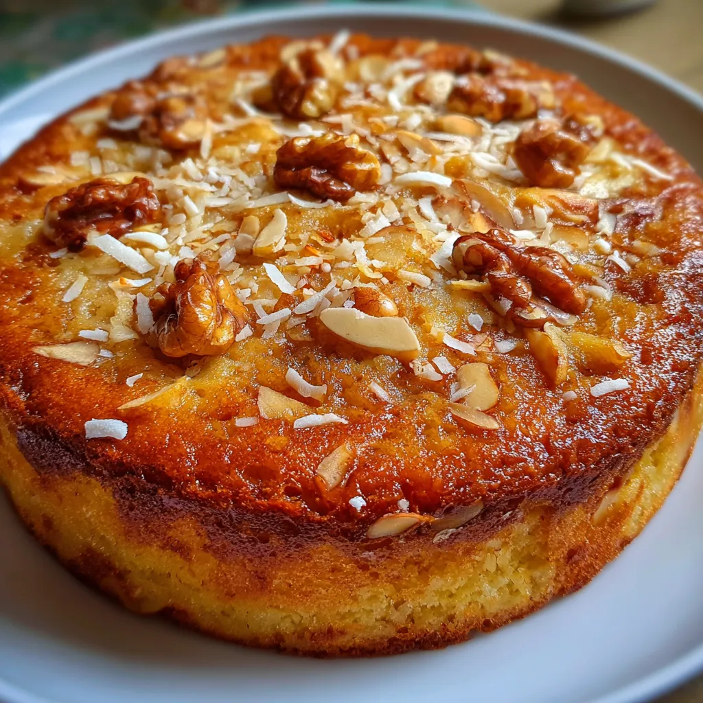 Torta sin horno decorada con castañas crocantes sobre plato blanco