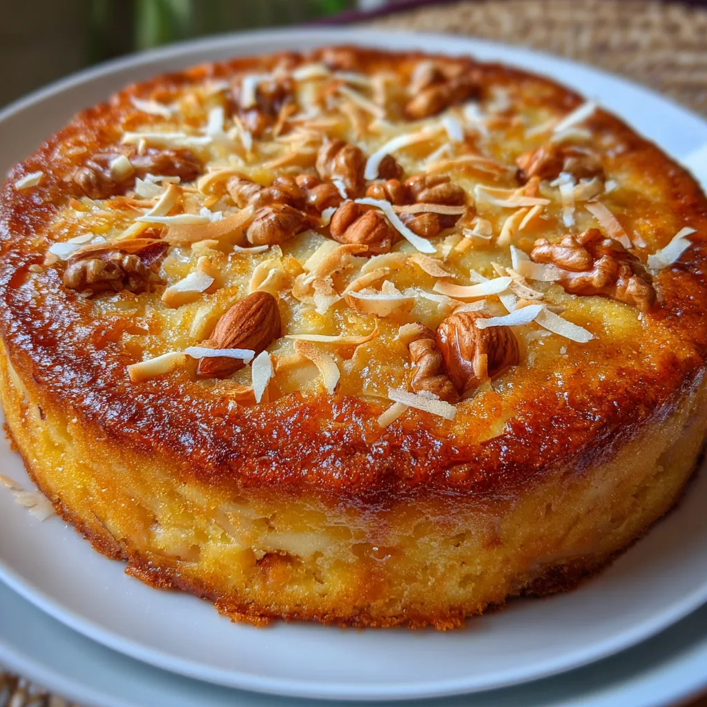 Torta sin horno decorada con castañas crocantes sobre plato blanco