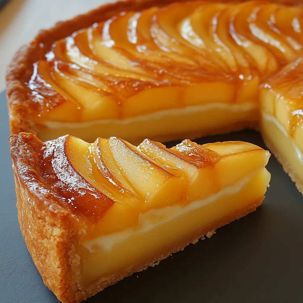 Tarta de manzana casera recién horneada con láminas decorativas en la parte superior